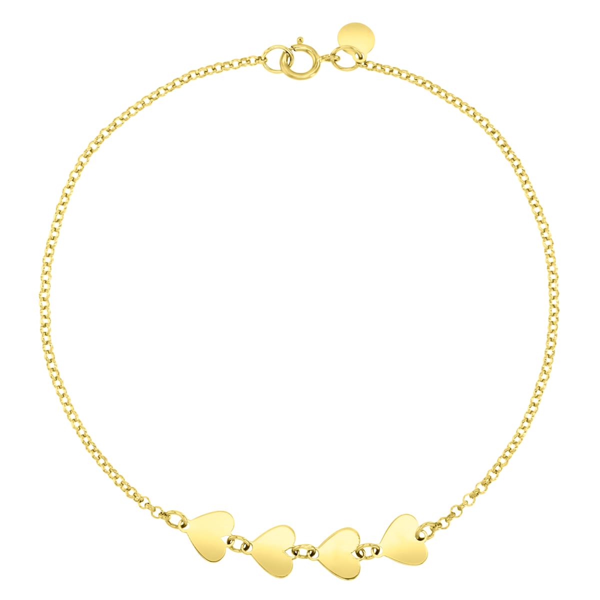 14K Yellow 27X6MM Polished Heart Link 10" Anklet
