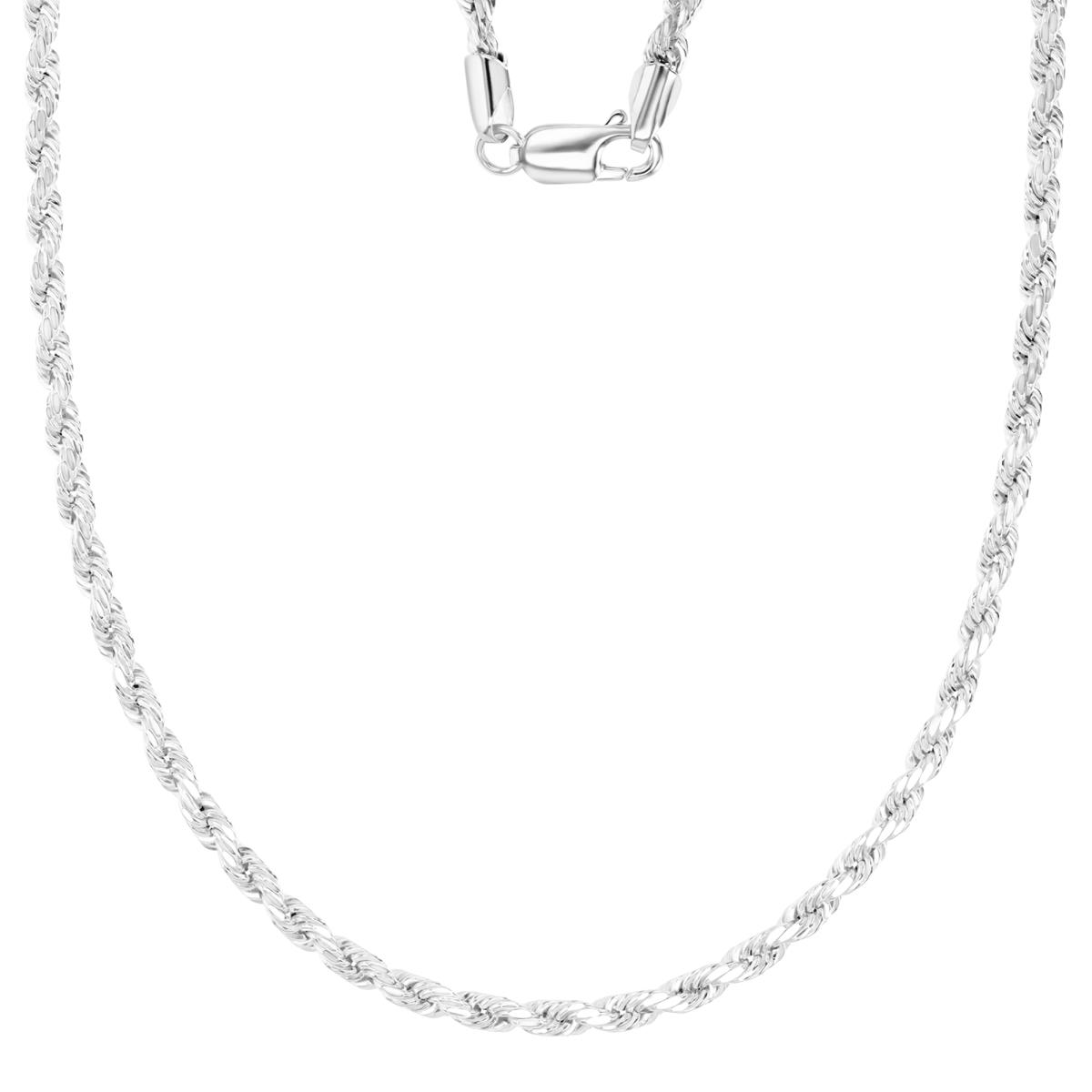 Sterling Silver Anti-Tarnish 3MM Polished & DC Rope 20" Chain