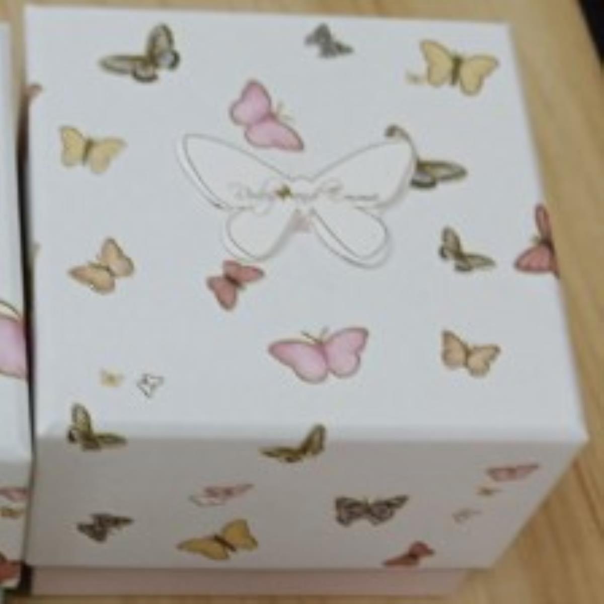 Ruby & Emma 64x64x43mm Butterfly Gold Foil Pink Box