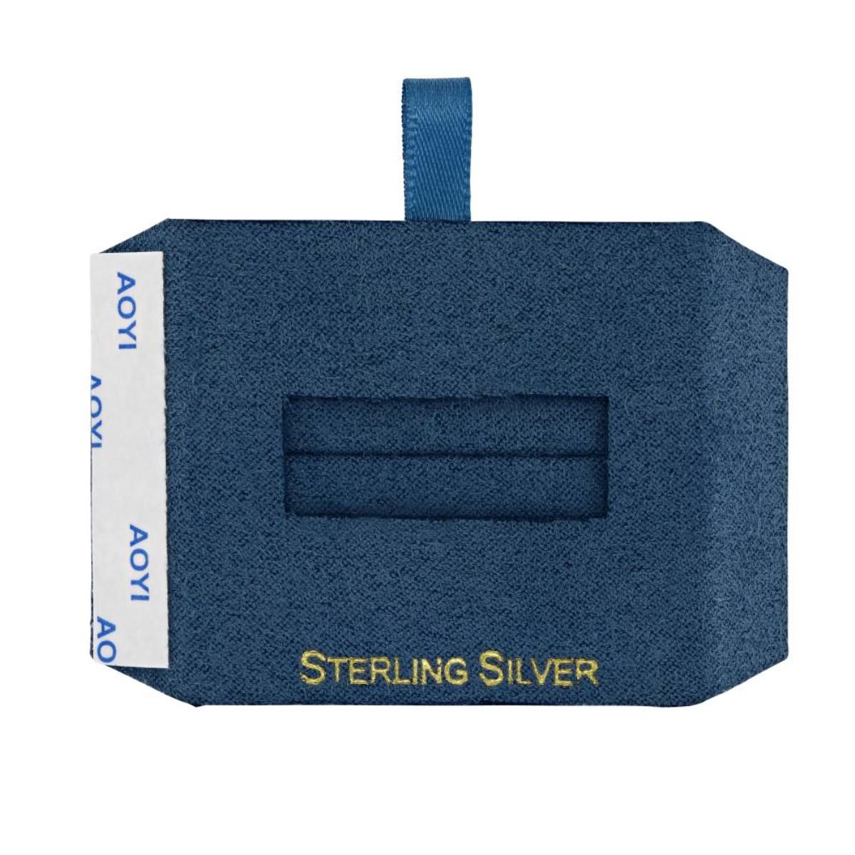 Blue Sterling Silver, Gold Foil Ring Insert (Box B06-159/BLUE/M)