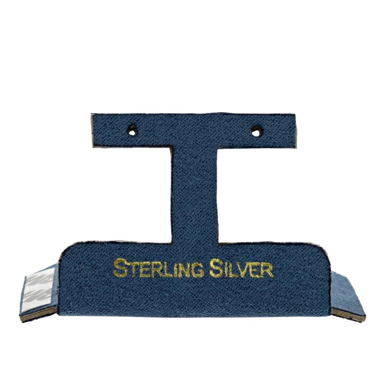 Blue Sterling Silver, Gold Foil Hoop/Dangling T bar Insert (Box B06-159/Sage/M)