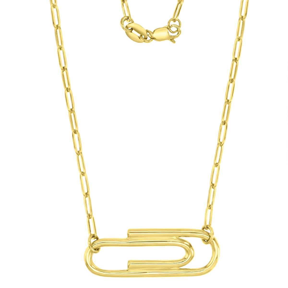14K Yellow Gold 25X9MM Polished Paperclip Link 18" Necklace