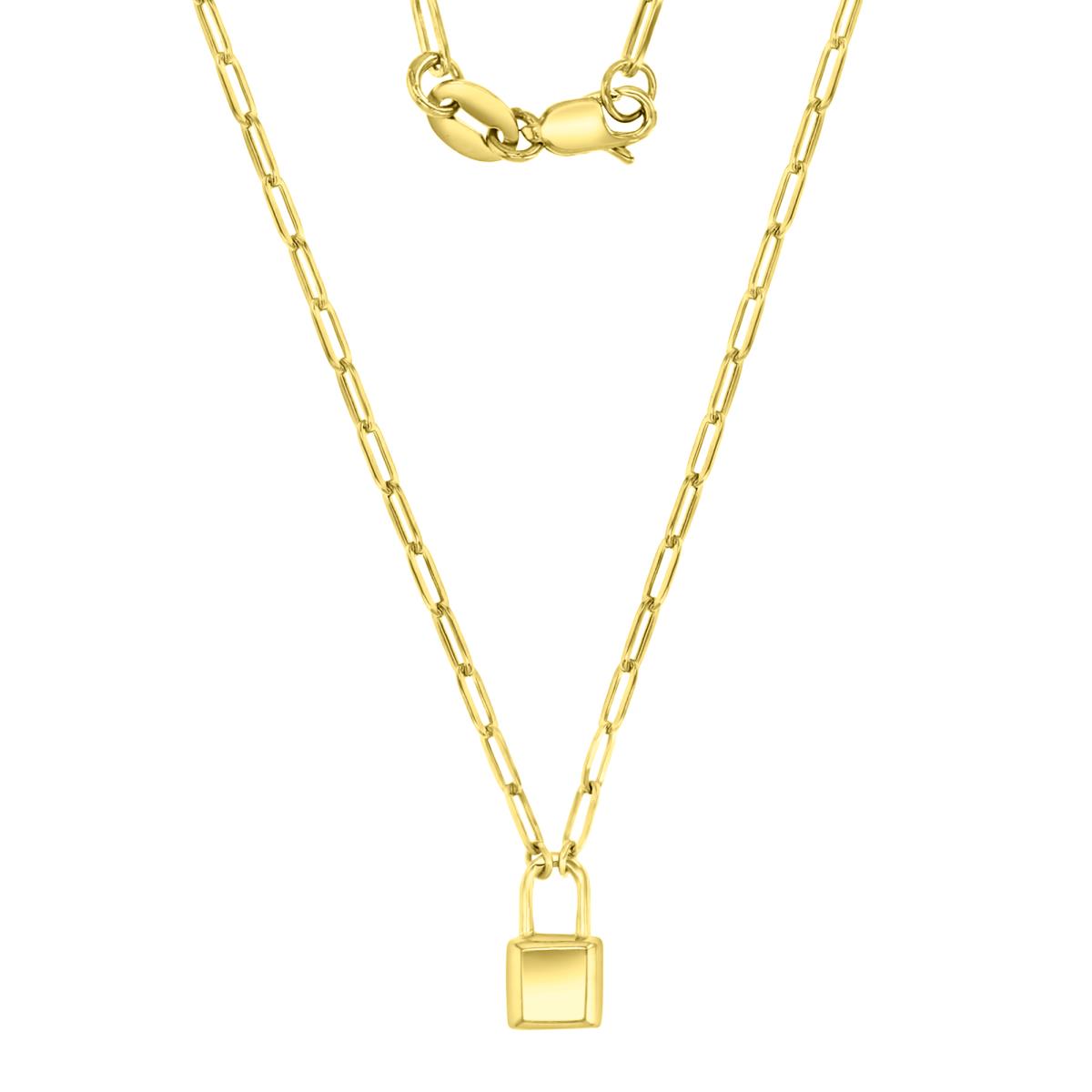 14K Yellow Gold 11X6MM Polished Lock & Paper Clip Link 18" Necklace