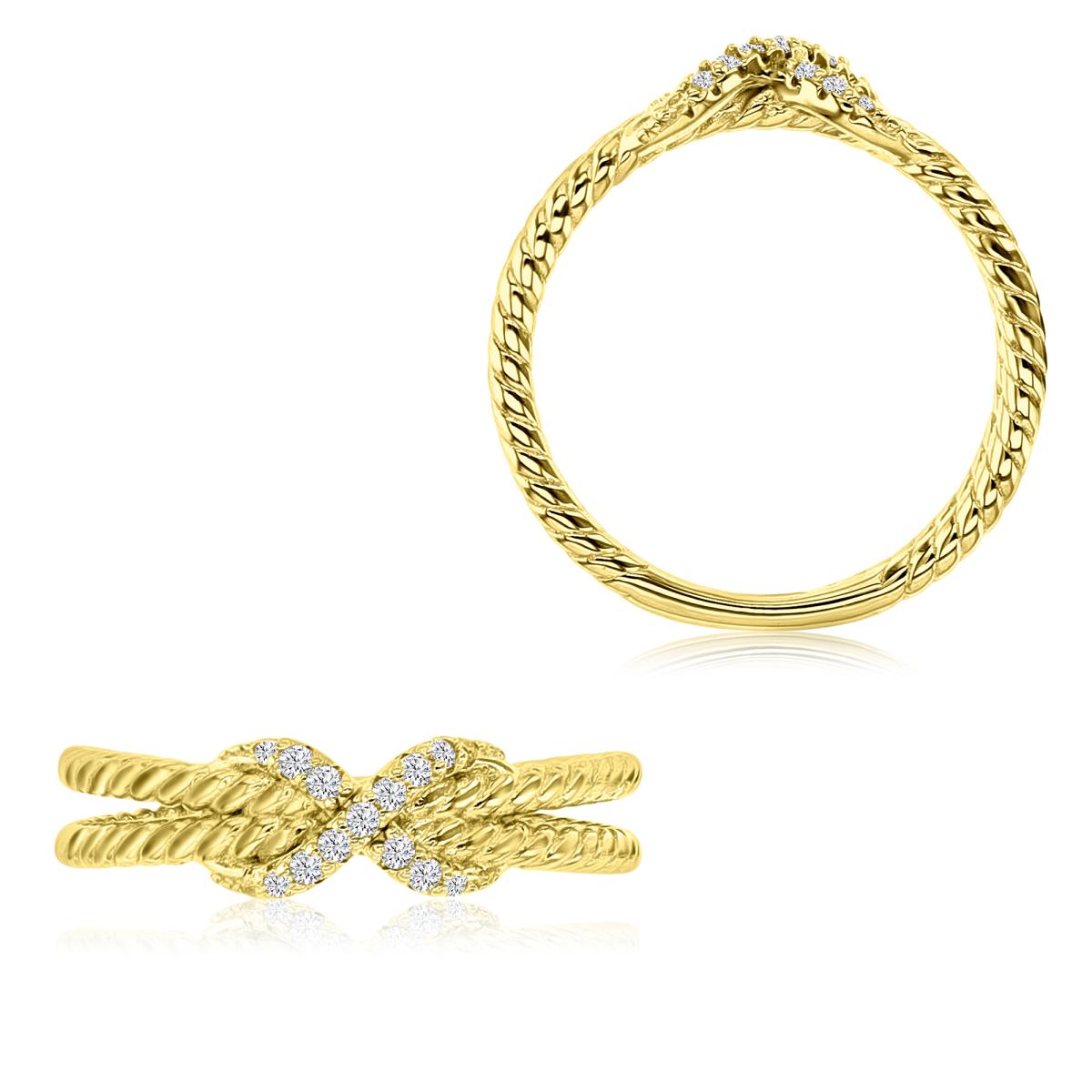 14K Yellow Gold 6MM Polished White CZ Interlocking Circles & Infinity Anniversary Ring