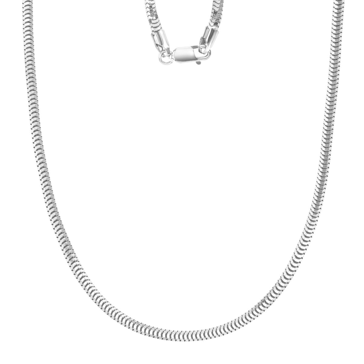Sterling Silver Rhodium 3MM Polished Snake 300 18" Chain Necklace