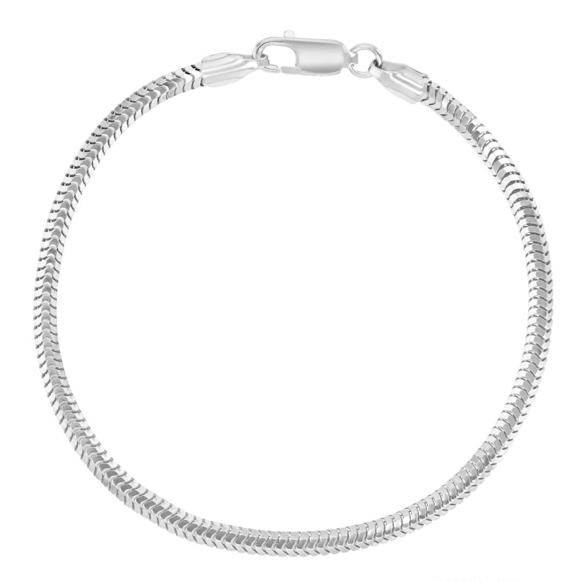 Sterling Silver Rhodium 3MM Polished Snake 300 7.25" Chain Bracelet