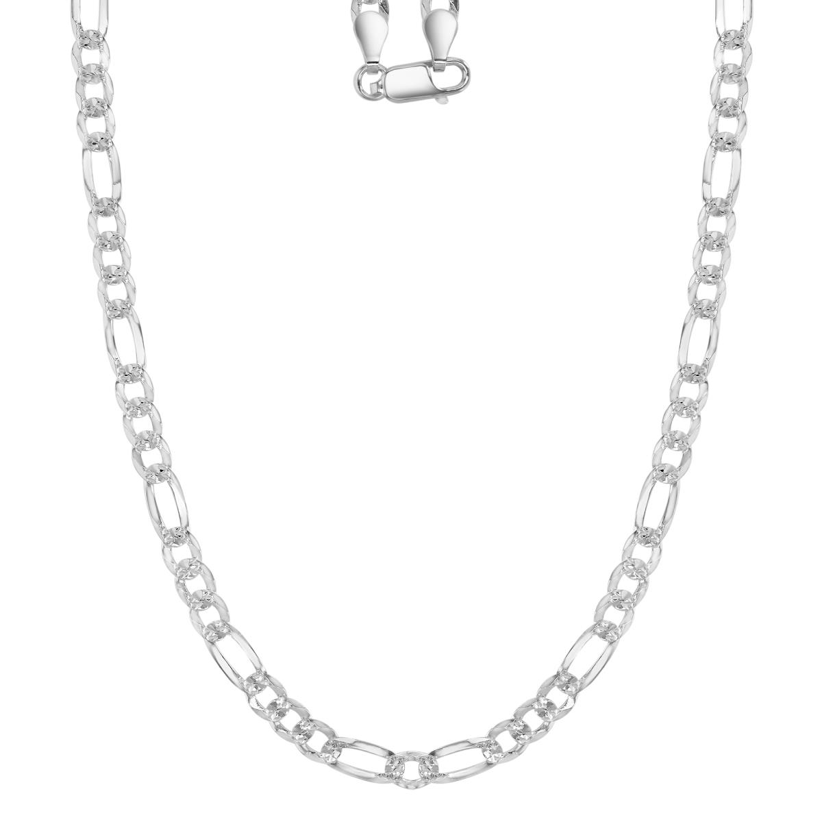Sterling Silver Silver Plated 4MM Polished & Diamond Cut 100 Figaro 18" Chain Necklace