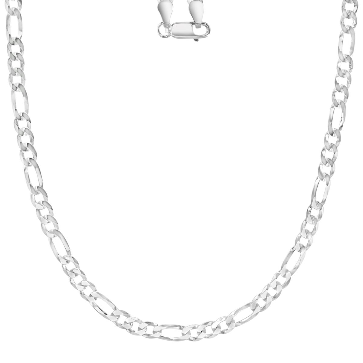 Sterling Silver Silver Plated 4MM Polished & Diamond Cut 100 Figaro 18" Chain Necklace
