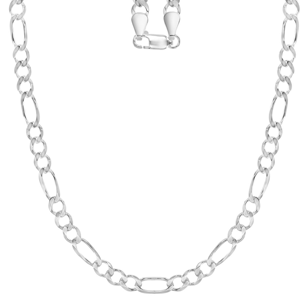 Sterling Silver Silver Plated 5MM Polished & Diamond Cut 120 Figaro 18" Chain Necklace
