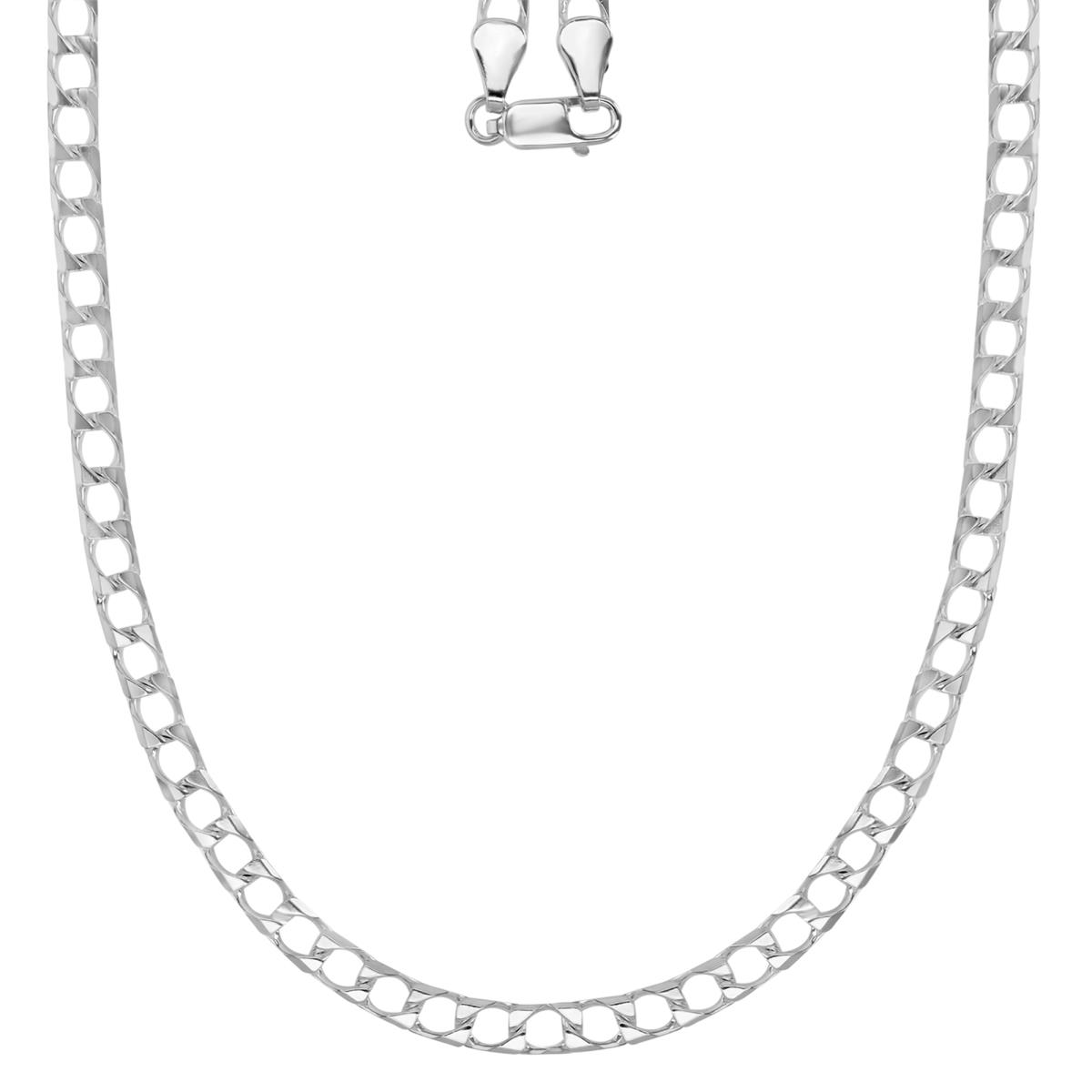 Sterling Silver Silver Plated 4MM Polished & Diamond Cut Box Cut 150 Cuban 20" Chain Necklace