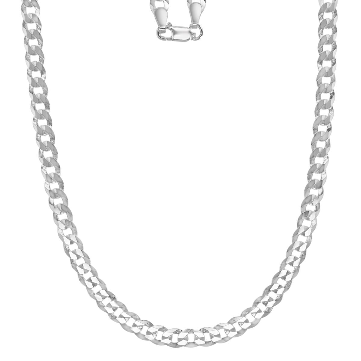 Sterling Silver Silver Plated 5MM Polished & Diamond Cut 100 Cuban 18" Chain Necklace