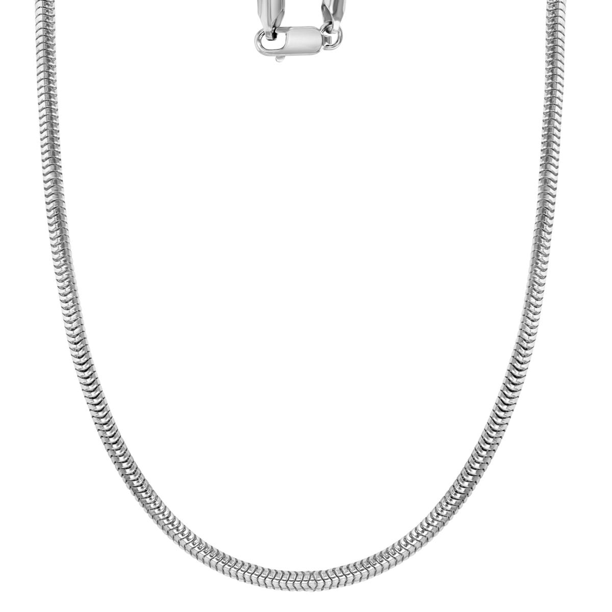 Sterling Silver Rhodium 3MM Polished 300 Snake 18" Chain Necklace