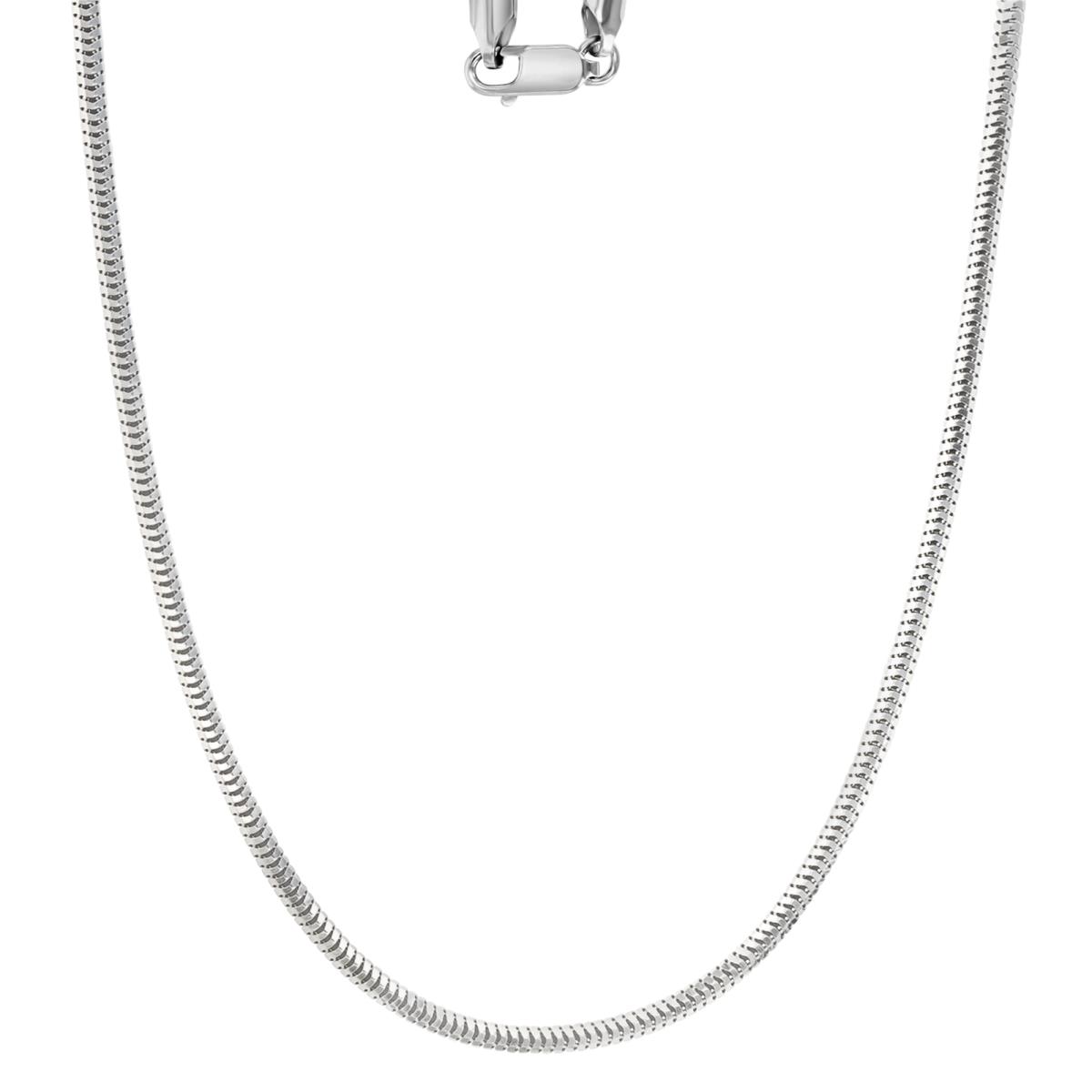 Sterling Silver Rhodium 2.4MM Polished & Diamond Cut 240 Snake 18" Chain Necklace
