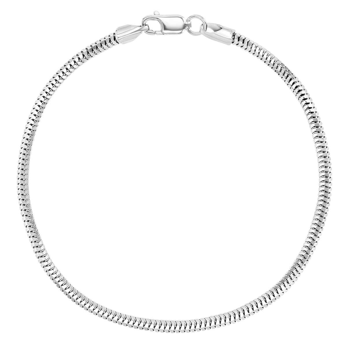 Sterling Silver Rhodium 2.4MM Polished & Diamond Cut 240 Snake 7.25" Chain Bracelet