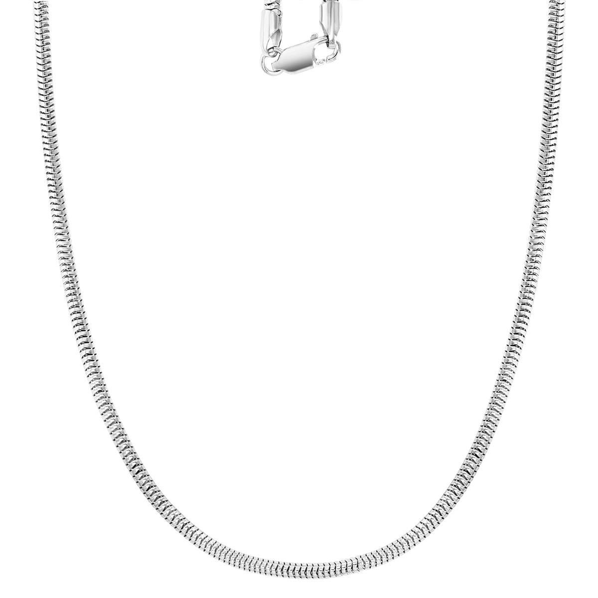 Sterling Silver Rhodium 2.4MM Polished Round 240 Snake 18" Chain Necklace