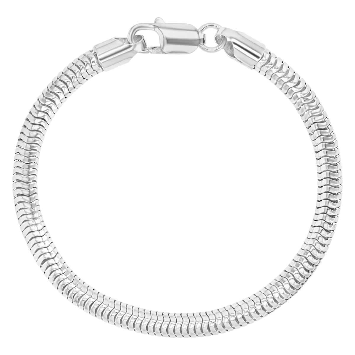 Sterling Silver Rhodium 5MM Polished Round 500 Snake 8" Chain Bracelet