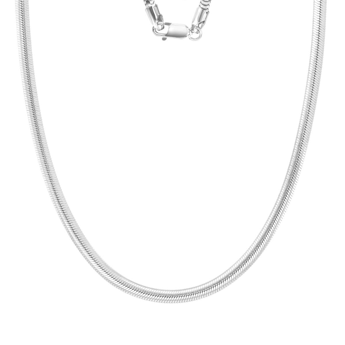 Sterling Silver Rhodium 3.7MM Polished 050 Flat Herringbone 18" Chain Necklace