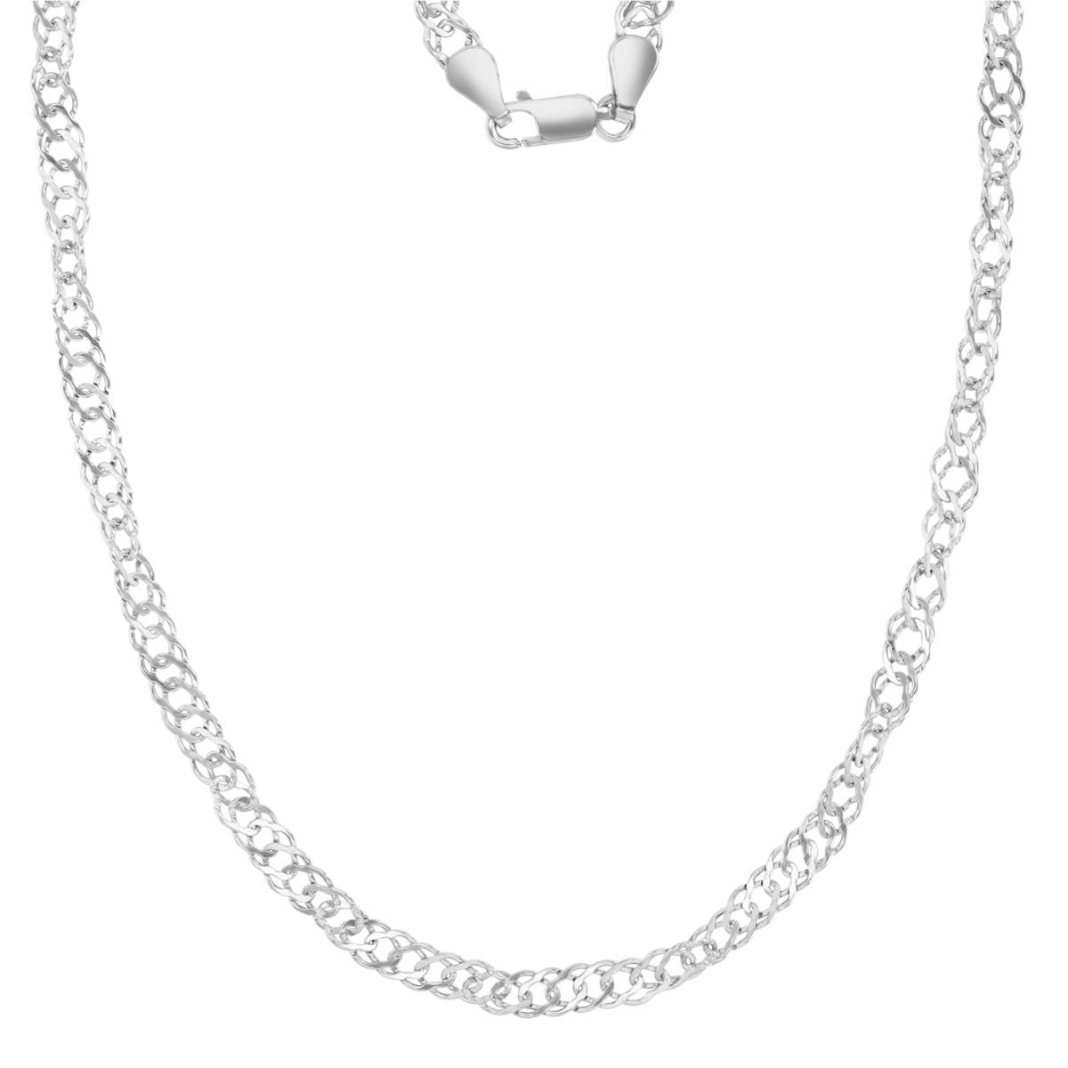 Sterling Silver Rhodium 4.5MM Polished & Diamond Cut 060 Singapore 18" Chain Necklace