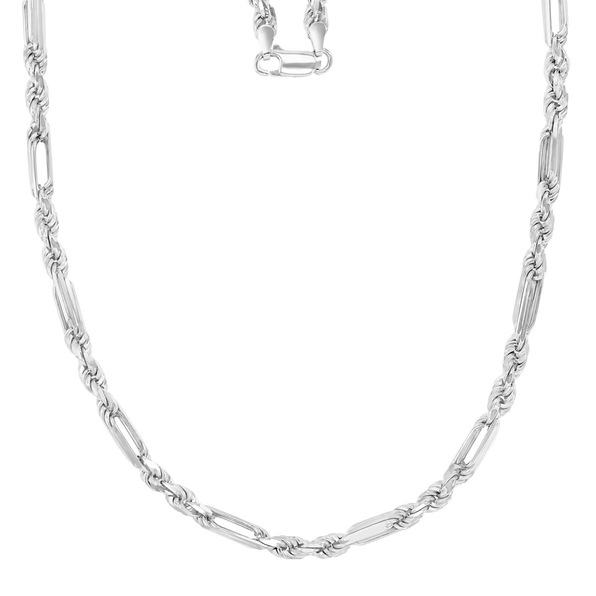 Sterling Silver Rhodium 4MM Diamond Cut 080 Figarope 18" Chain Necklace