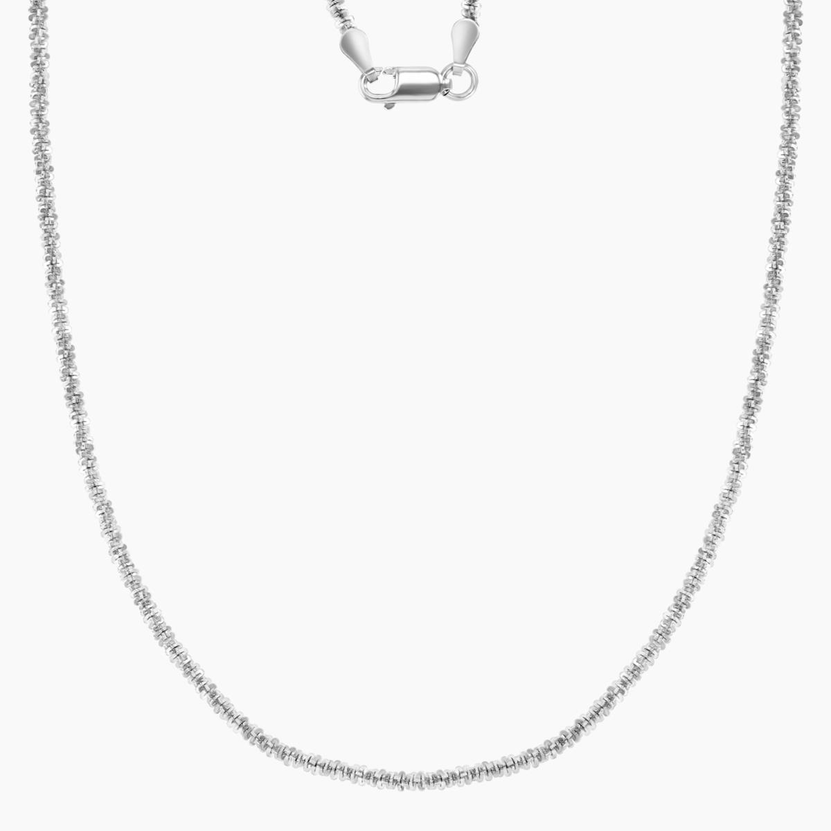 Sterling Silver Rhodium 2MM Polished & Diamond Cut 040 Sparkle 18" Chain Necklace