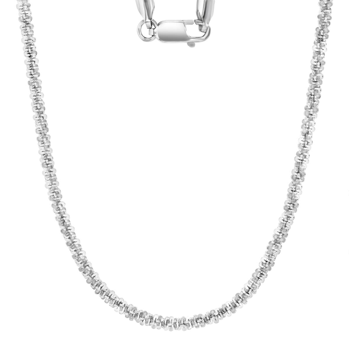 Sterling Silver Rhodium 2.8MM Polished & Diamond Cut 050 Sparkle 18" Chain Necklace