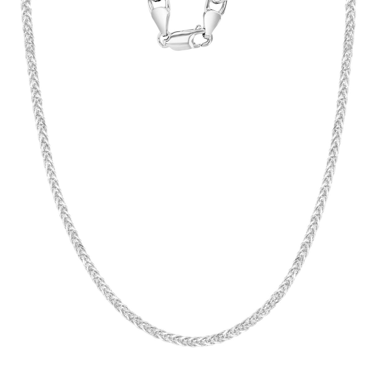 Sterling Silver Rhodium 2.6MM Polished & Diamond Cut 045 Wheat Link 18" Chain Necklace