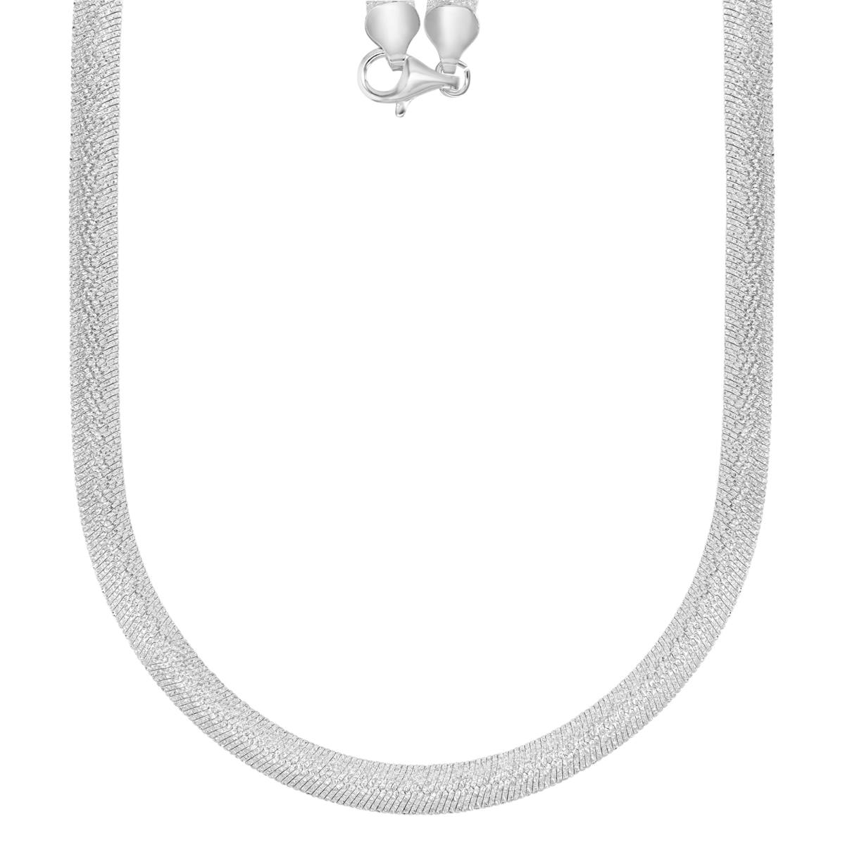 Sterling Silver Anti-Tarnish 6MM Polished & Diamond Cut 060 Herringbone 20" Chain Necklace