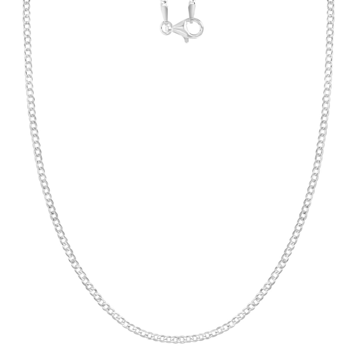 Sterling Silver Anti-Tarnish 2MM Polished & Diamond Cut Cuban Link 20" Chain Necklace