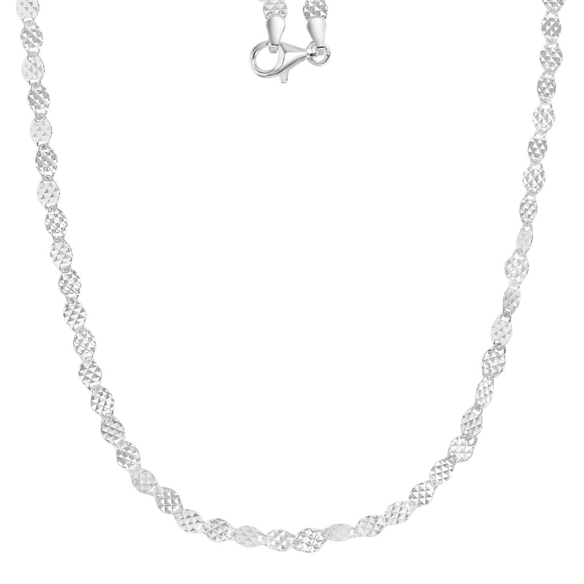 Sterling Silver Anti-Tarnish 4MM Polished & Diamond Cut 060 Valentino 20" Chain Necklace