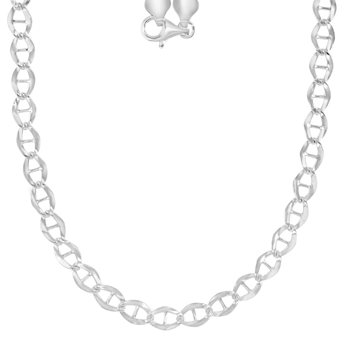 Sterling Silver Rhodium 7MM Polished 120 Mariner Link 20" Chain Necklace