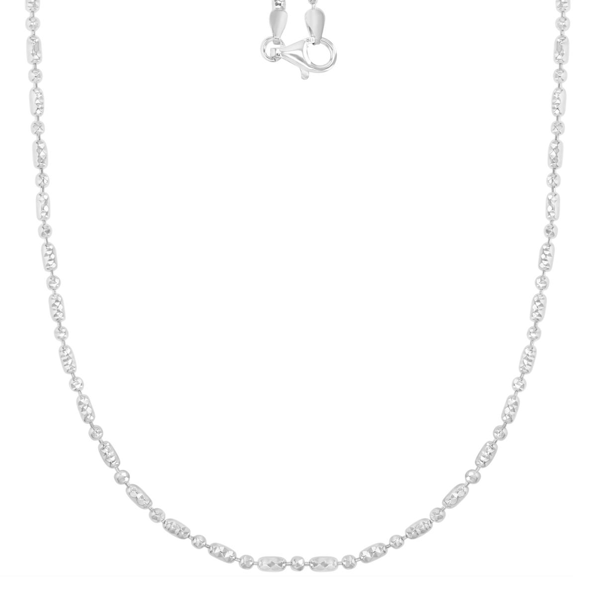 Sterling Silver Anti-Tarnish 2.3MM Polished & Diamond Cut 220 Bead Station Link 20" Chain Necklace