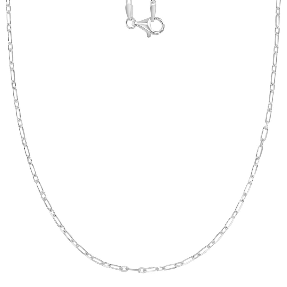 Sterling Silver Anti-Tarnish 2MM Polished & Diamond Cut Paper Clip Station Link 20" Chain Necklace
