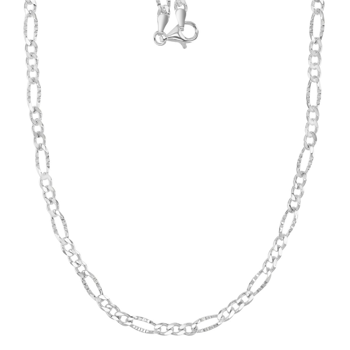 Sterling Silver Anti-Tarnish 4MM Polished & Diamond Cut 100 Figaro 20" Chain Necklace