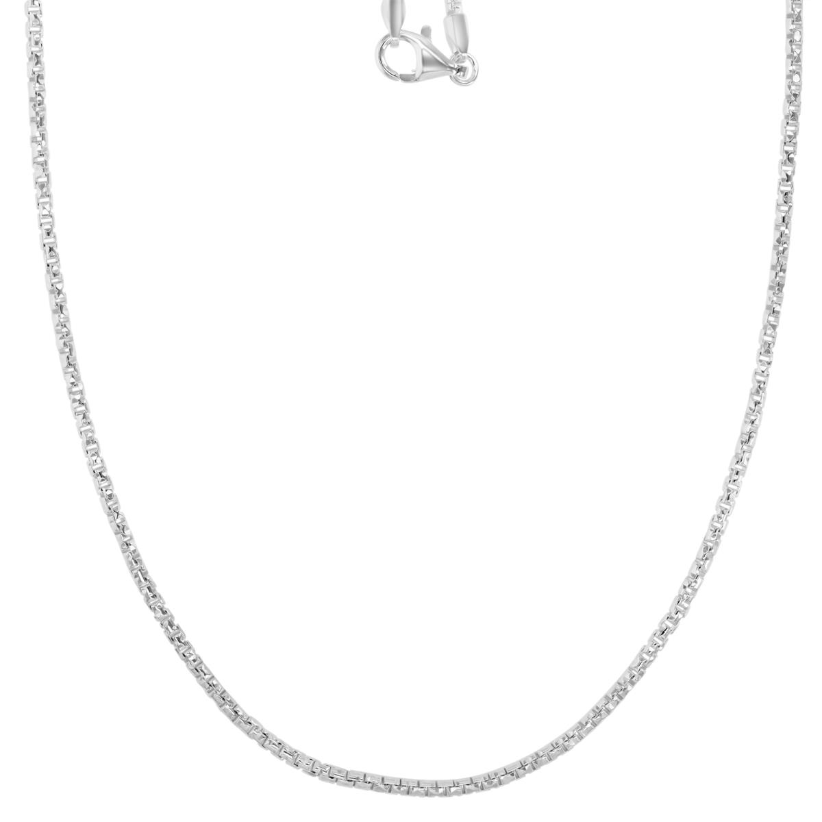 Sterling Silver Anti-Tarnish 2MM Polished & Diamond Cut 040 Round Box 20" Chain Necklace