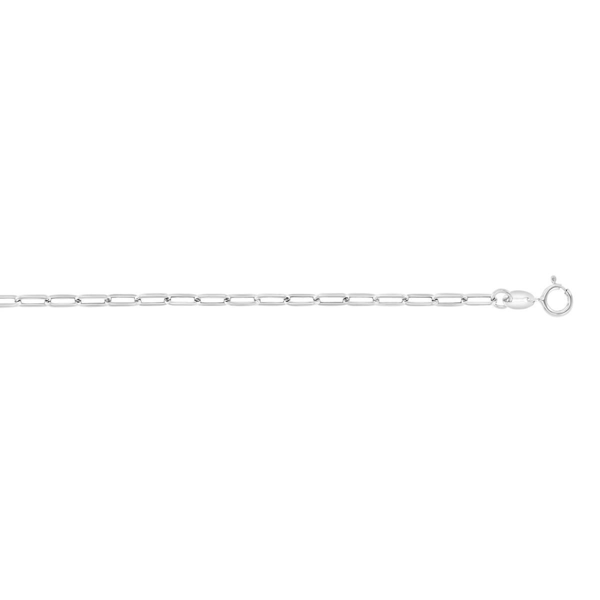 18K White Gold 2MM 050 Hollow Paper Clip 18" Chain