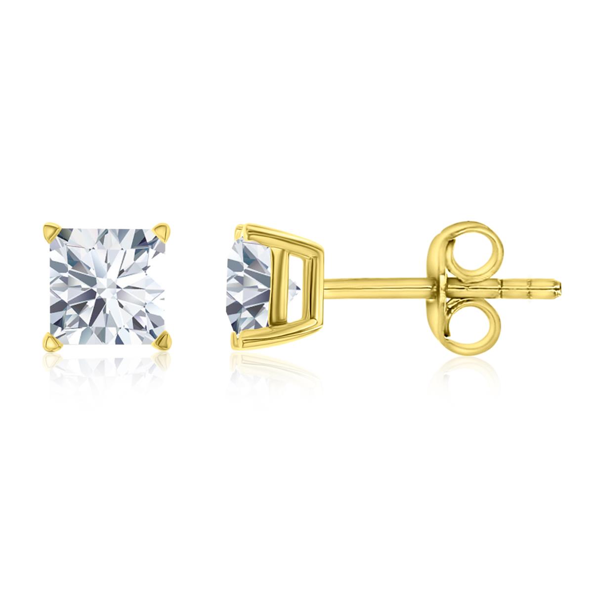14K Yellow Gold 5mm Square Stud Earring