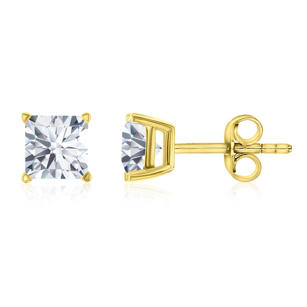 14K Yellow Gold 6mm Square Stud Earring