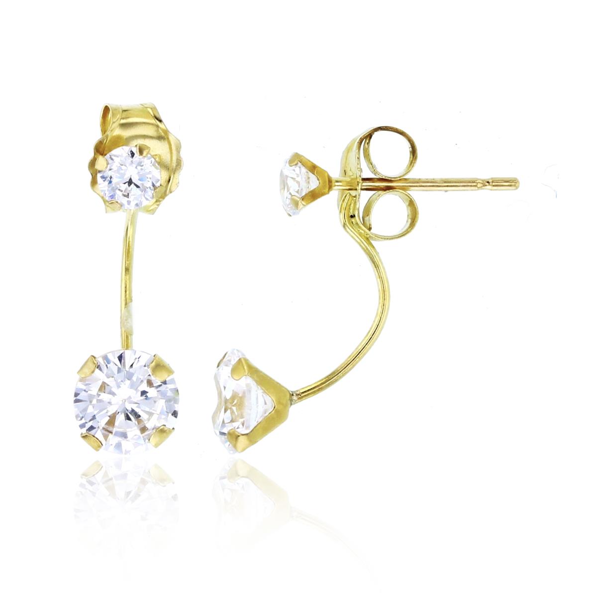14K Yellow Gold 4mm Rd Martini and 6mm HP Ball Curved Ear Jacket 