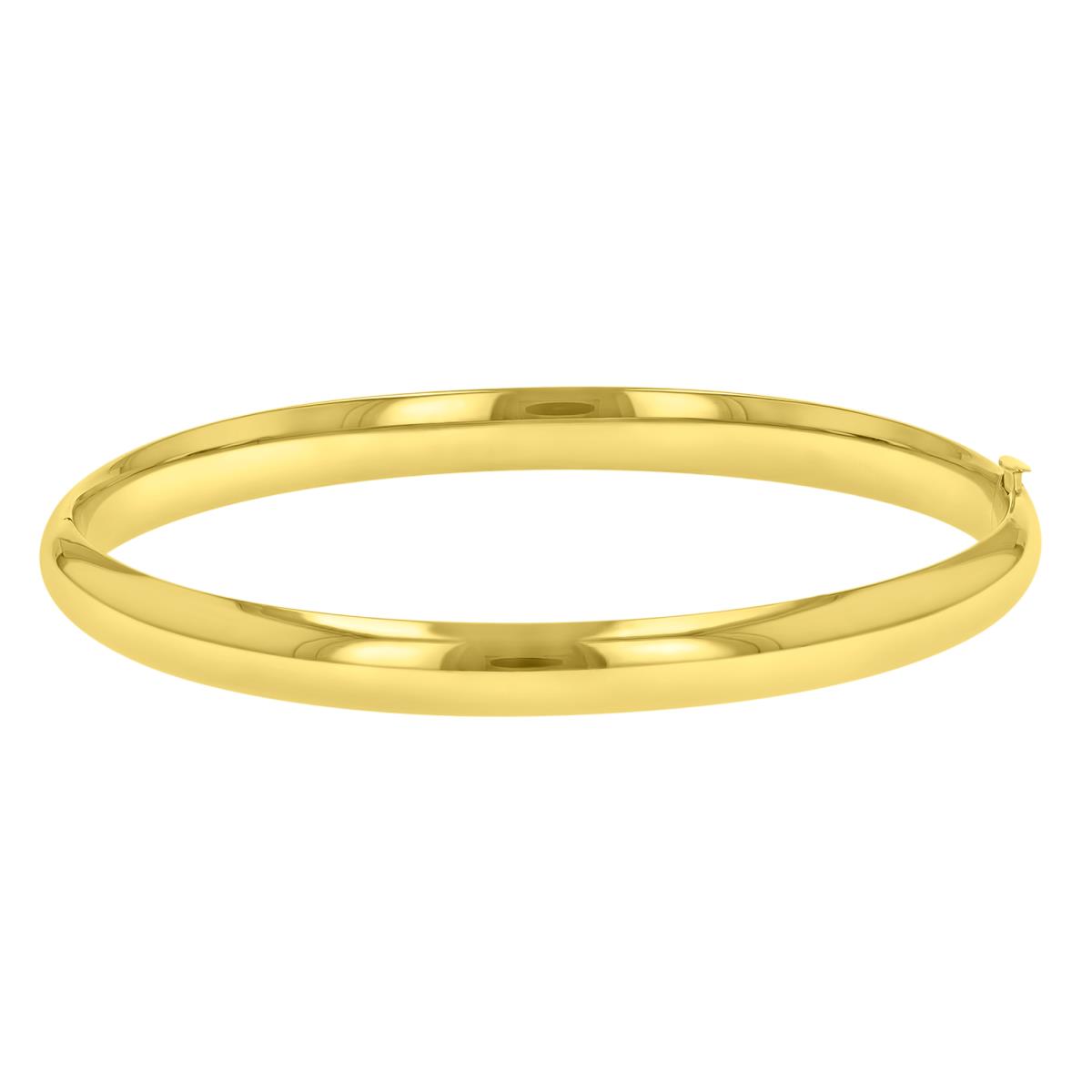 14K Yellow 4/16 6MM High Polished Bangle 7" Bracelet
