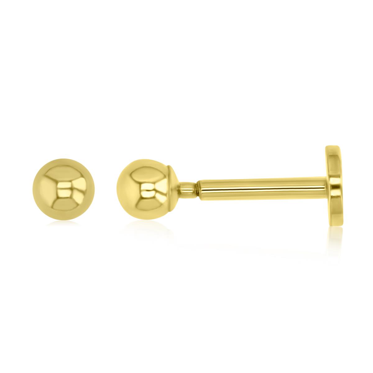 14K Yellow Gold Polished 3MM Ball Labret Piercing