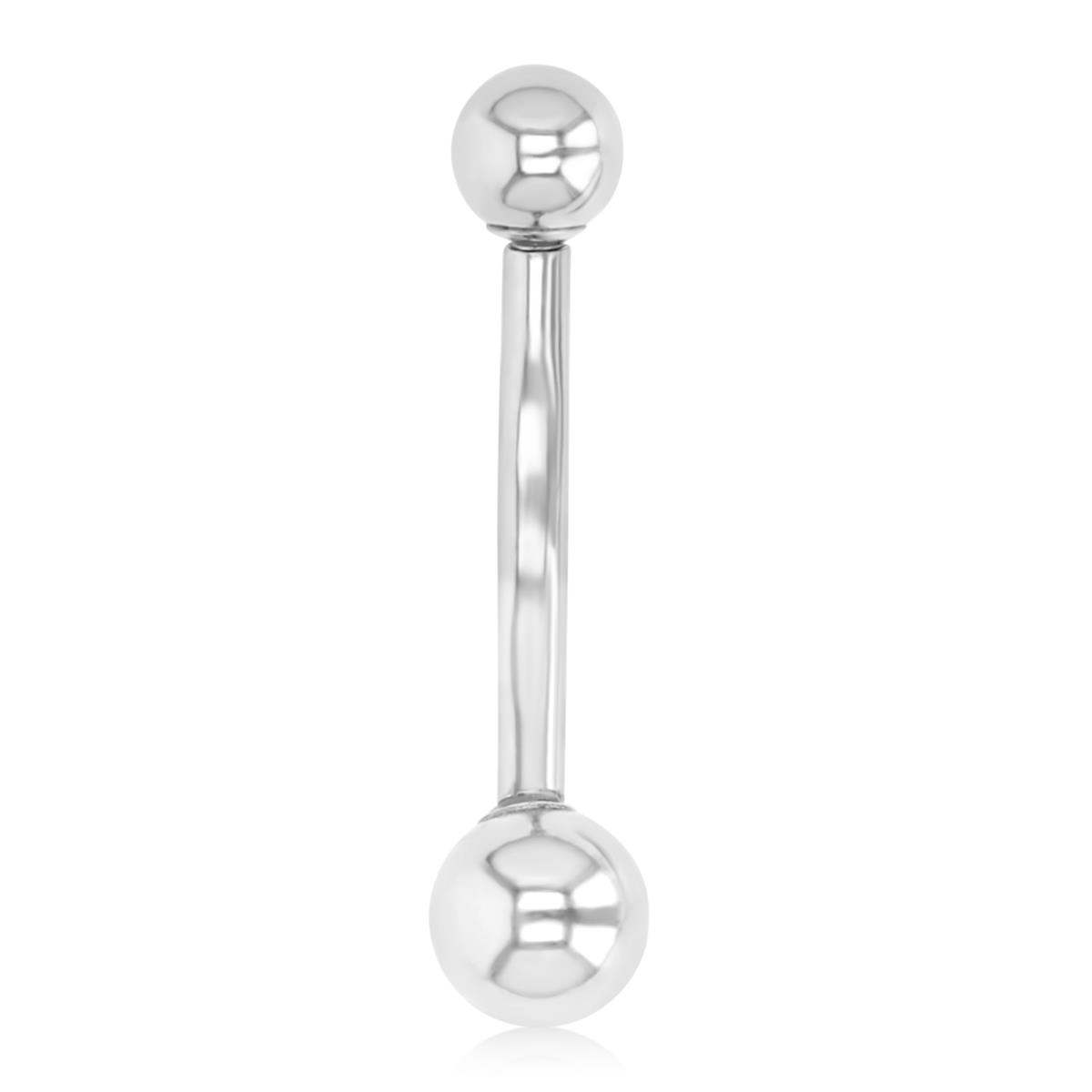 10K White Gold Polished 4MM & 5MM Ball Screw Belly Ring
