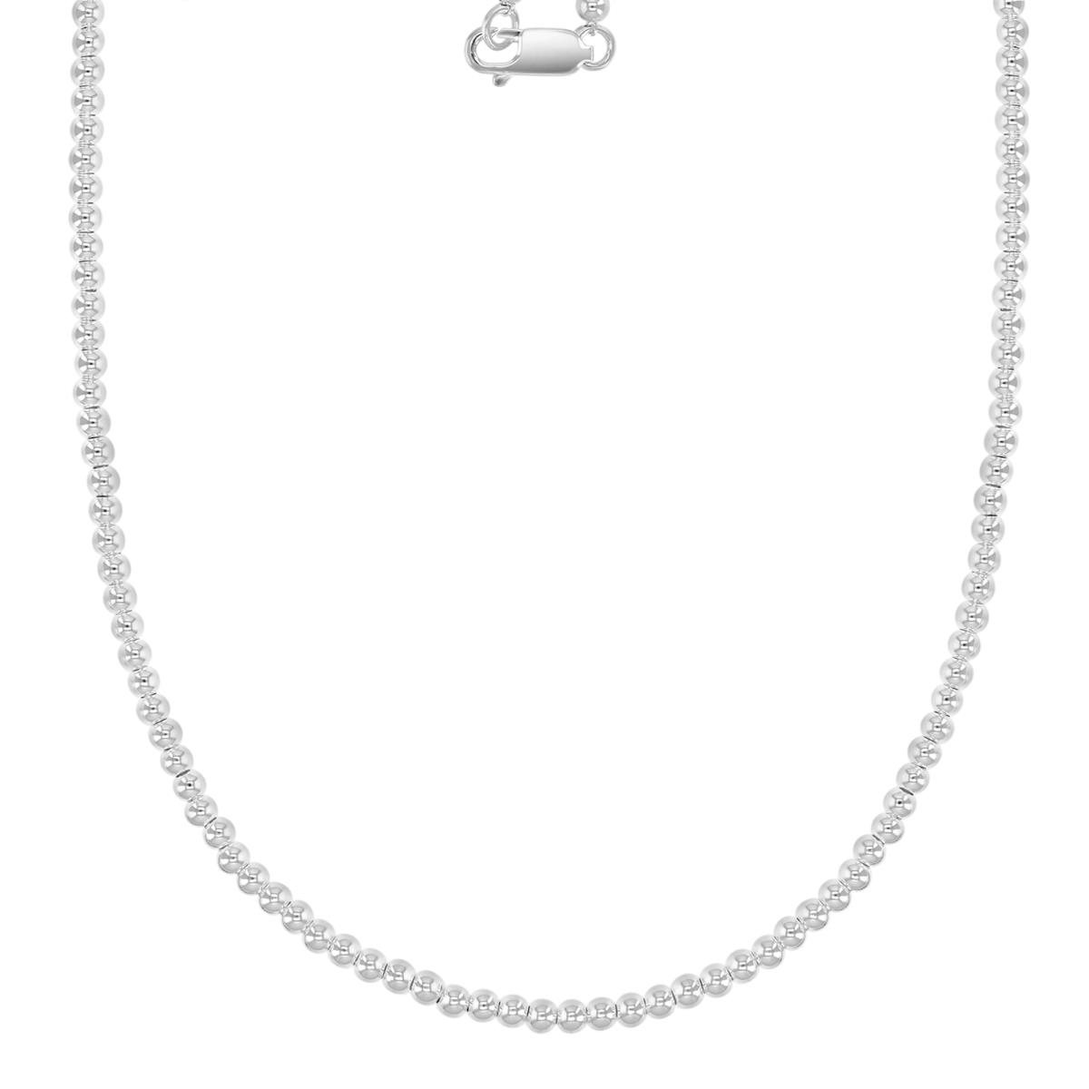 Sterling Silver Anti-Tarnish 3MM Polished Bead Link 20" Chain Necklace