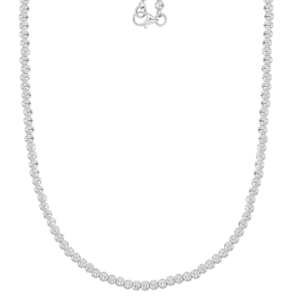 Sterling Silver Anti-Tarnish 3MM Polished & Diamond Cut Bead 20" Chain Necklace