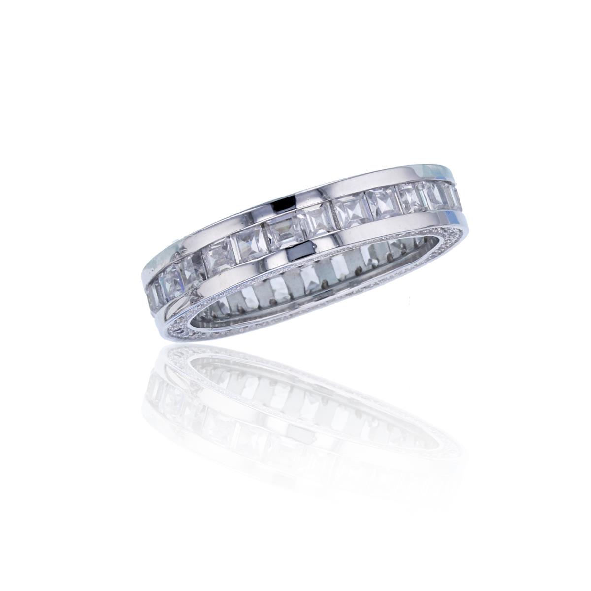 Sterling Silver Rhodium Micropave Eternity Ring