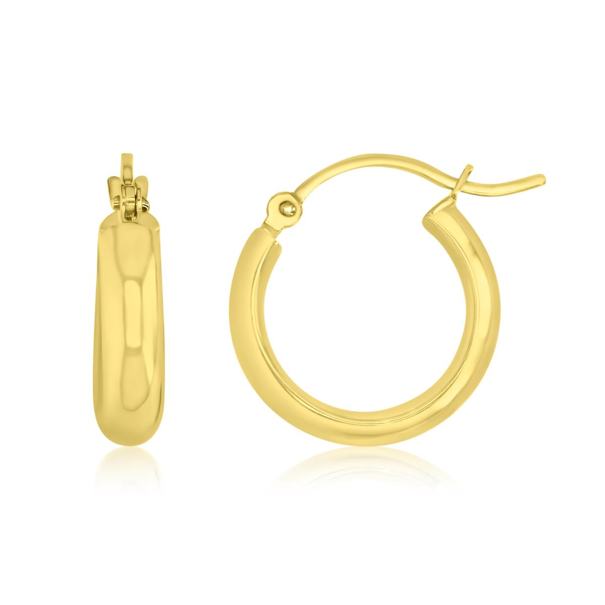 14K Yellow Gold 15MM Polished Hoop Snap Bar Earrings