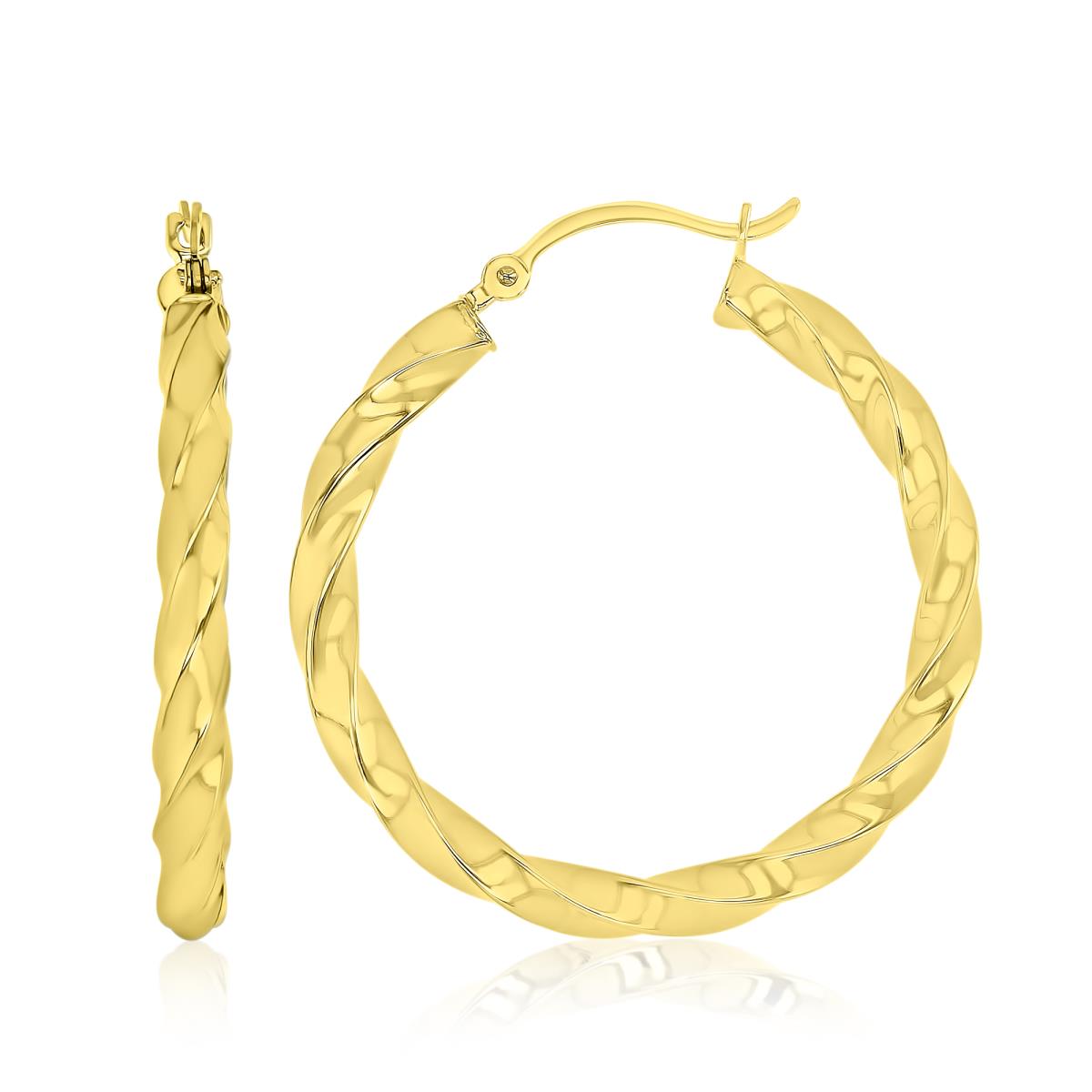 14K Yellow Gold 30MM Polished Spiral Hoop Earrings