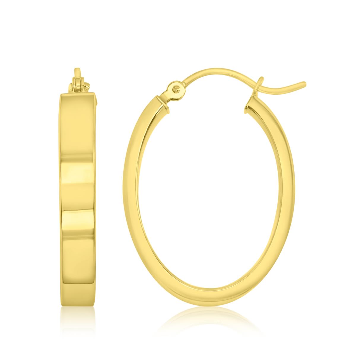 14K Yellow Gold 25X20X4MM Polished Oval Hoop Earrings