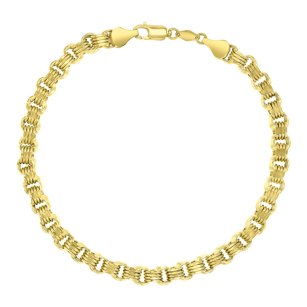 10K Yellow Gold 5MM Polished & Diamond Cut Multi Raw 9" Bracelet