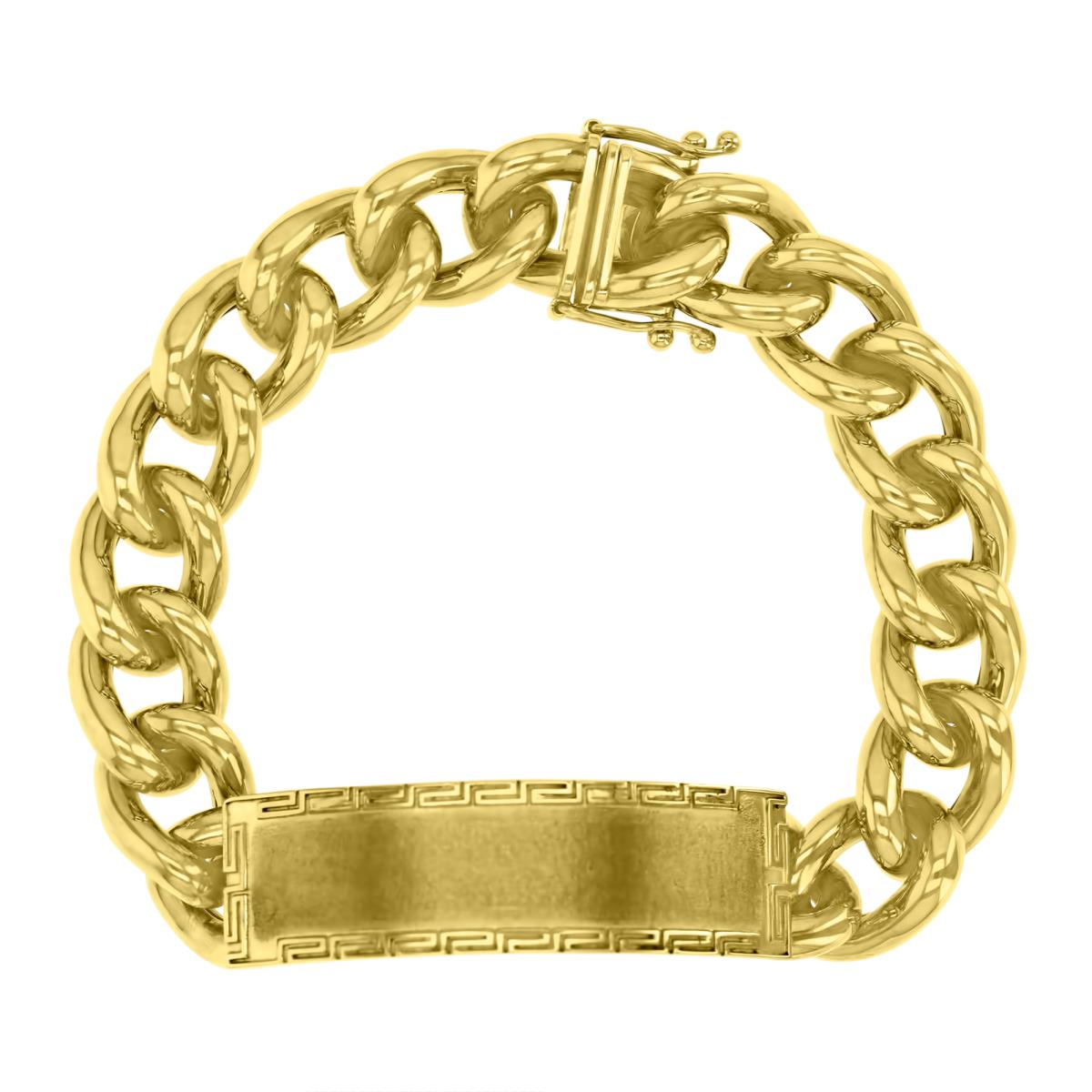 10K Yellow Gold 14X6MM Polished Curb ID 8" Bracelet