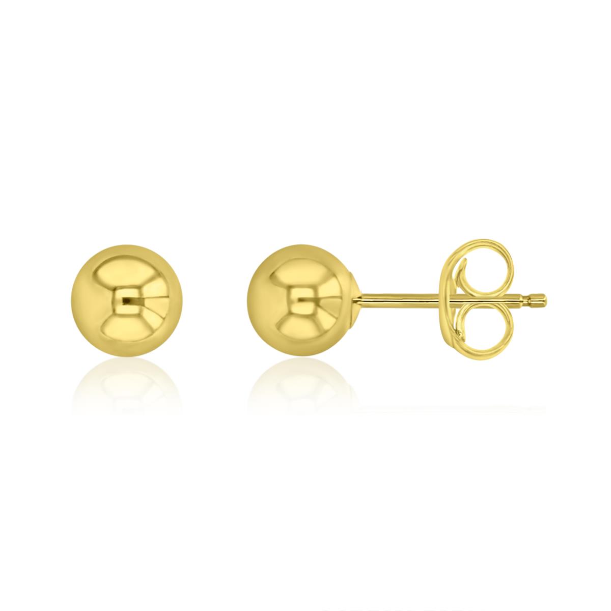 14K Yellow Gold 5mm Ball Solid Post Stud Earrings with 6mm Gold Butterfly Backs
